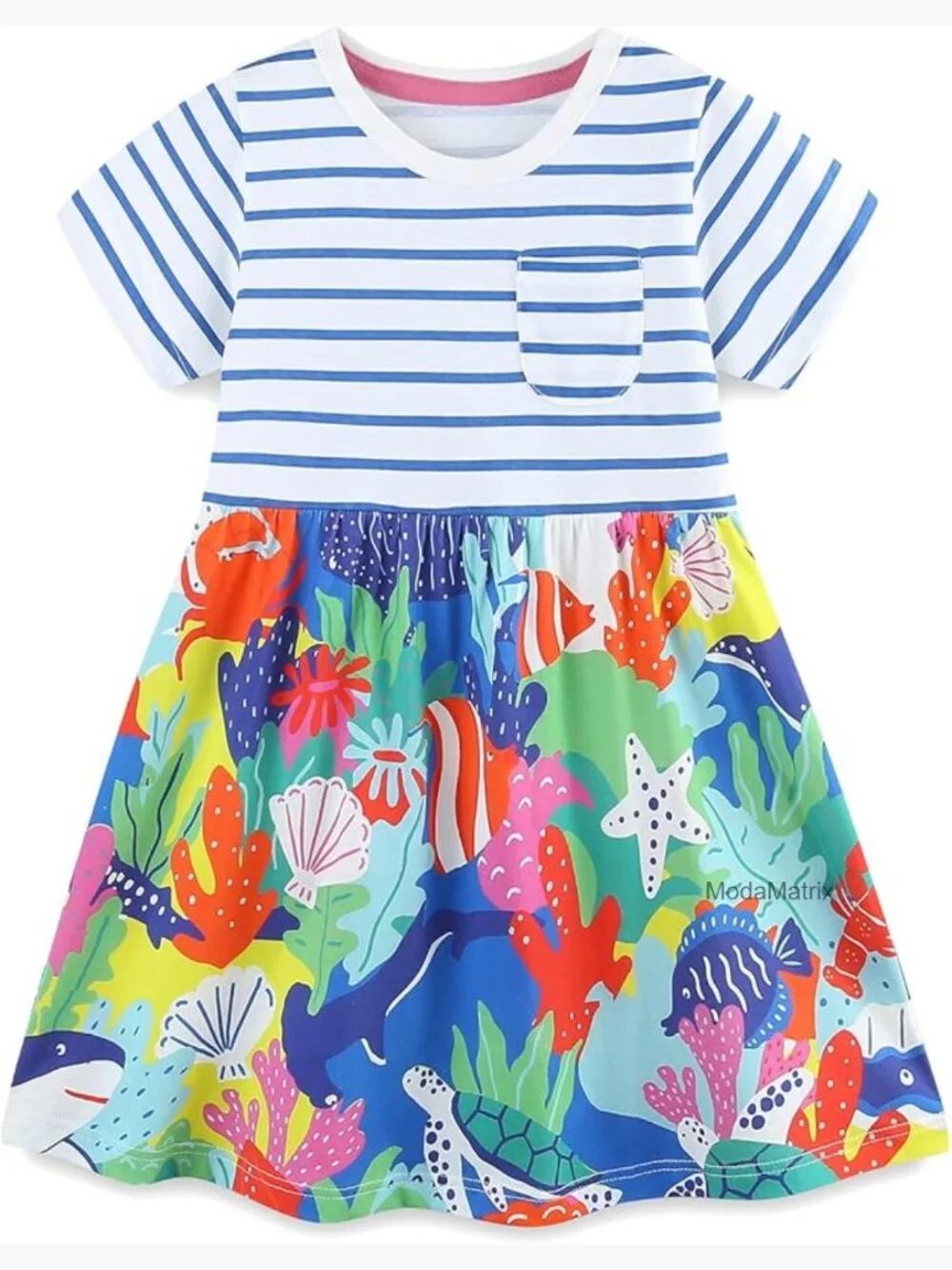 Toddler Girls Cotton Casual Dress Short Sleeve Sundress 1-7 Years